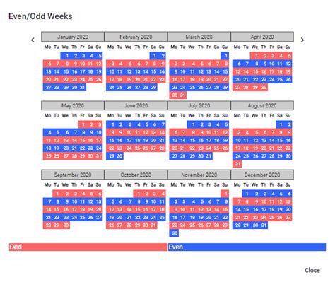 odd even weeks 2024 calendar